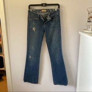 Paige denim slightly distressed bootcut jeans